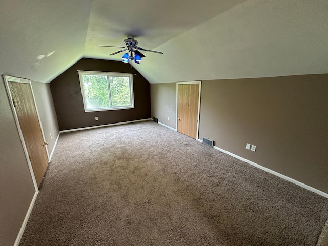 10855 150th St NE, Spicer, MN 56288 - bonus room featuring lofted ceiling, baseboards, carpet flooring, and a ceiling fan
