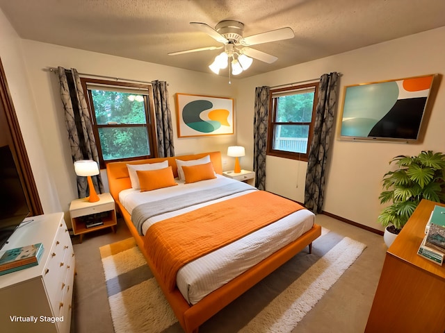 6480 Long Lake Rd, Willmar, MN 56201 - bedroom with a textured ceiling and a ceiling fan