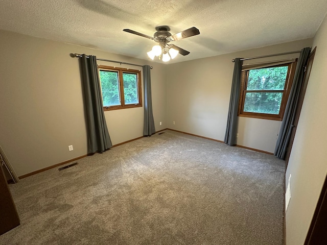 6480 Long Lake Rd, Willmar, MN 56201 - spare room featuring a textured ceiling, ceiling fan, and light carpet
