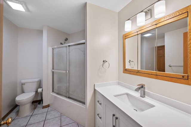 33373 Lakes Trl, Chisago Lake Twp, MN 55045 - full bath with toilet, tile patterned floors, vanity, and bath / shower combo with glass door