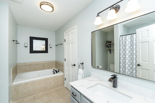 4846 Lionhart Dr NW, Rochester, MN 55901 - bathroom featuring vanity, tile patterned floors, a garden tub, and toilet