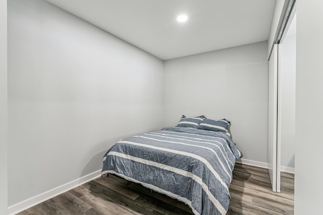 12972 Bauer Dr N, Champlin, MN 55316 - bedroom with baseboards, dark wood-style flooring, and recessed lighting