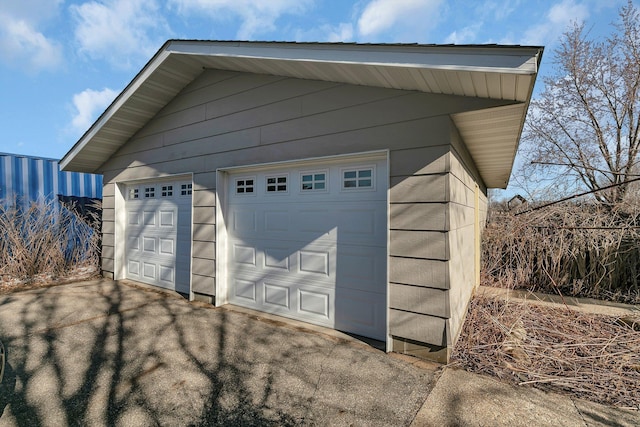 view of detached garage