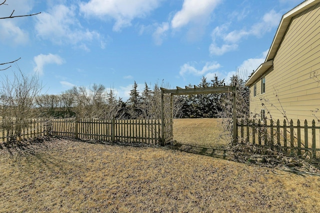 view of yard featuring fence