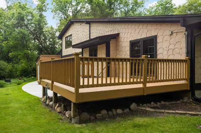 5853 Deer Trail Cir, Woodbury, MN 55129 - wooden terrace with a yard