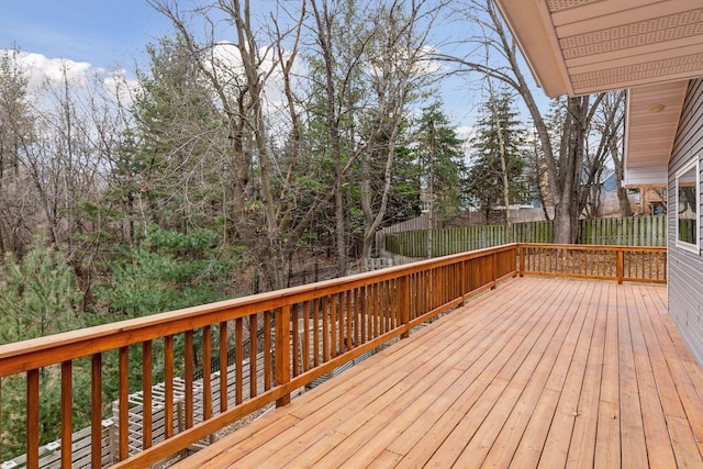 wooden deck featuring fence