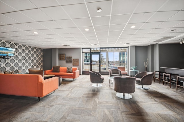 3104 Lake St Unit 202, Minneapolis, MN 55416 - community lobby with expansive windows, recessed lighting, and wallpapered walls