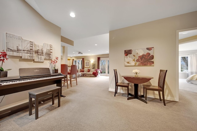 780 Virginia Shores Cir, Excelsior, MN 55331 - dining space featuring light colored carpet, recessed lighting, and baseboards