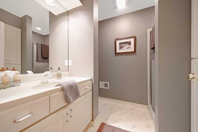 780 Virginia Shores Cir, Excelsior, MN 55331 - full bathroom featuring vanity, an enclosed shower, and baseboards