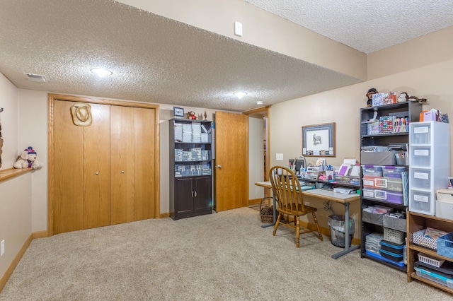 26141 Jonquil Ave, New Market Twp, MN 55020 - carpeted office space with a textured ceiling, baseboards, and recessed lighting