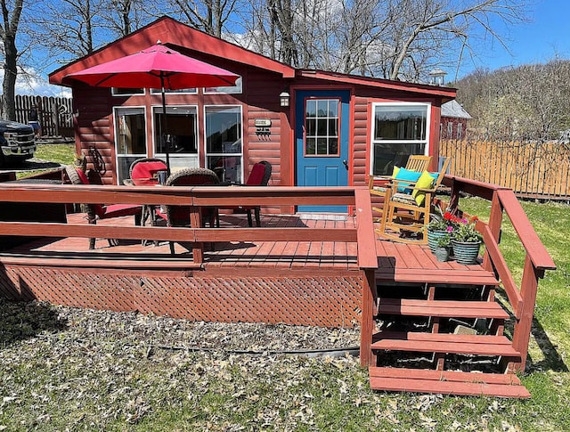 wooden deck featuring fence