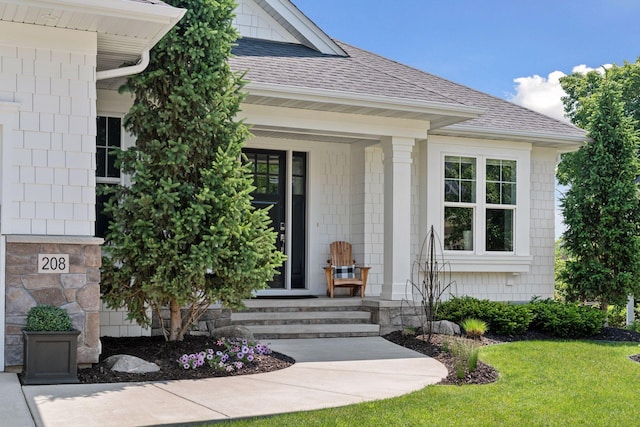 208 Byrondale Ave, Wayzata, MN 55391 - property entrance with roof with shingles and a yard
