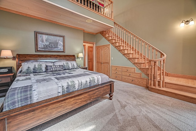 10069 Stacy Trl, Chisago City, MN 55013 - bedroom with carpet floors, a towering ceiling, and crown molding