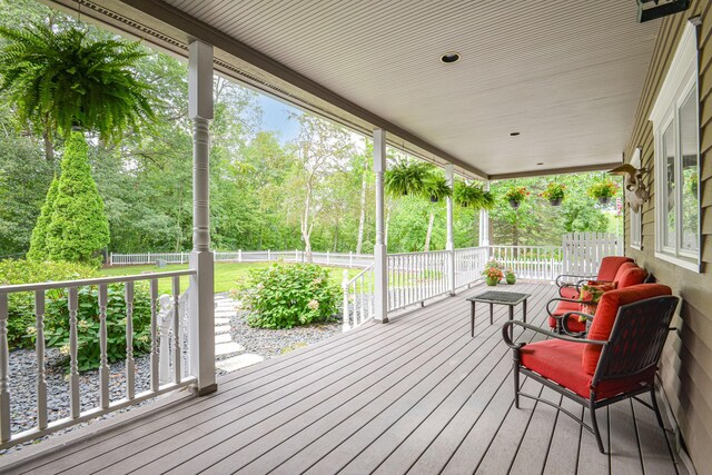 10069 Stacy Trl, Chisago City, MN 55013 - porch with view of scattered trees