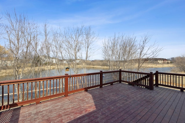 deck with a water view