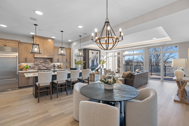 1 Hill Farm Rd Unit 210, North Oaks, MN 55127 - dining area with recessed lighting, a notable chandelier, and light wood-type flooring