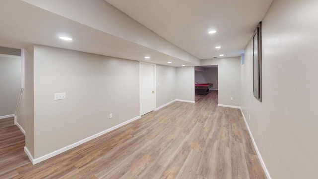 2342 75th Ave, Princeton, MN 55371 - finished basement featuring recessed lighting, light wood-type flooring, baseboards, and pool table