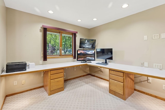 9904 95th Ave N, Maple Grove, MN 55369 - office with built in desk, light colored carpet, recessed lighting, and baseboards