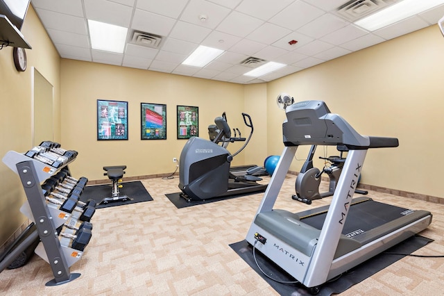 4525 Park Commons Dr Unit 221, Saint Louis Park, MN 55416 - workout area with baseboards, a drop ceiling, and visible vents