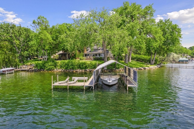 5150 Meadville St, Greenwood, MN 55331 - dock area with a water view and view of wooded area