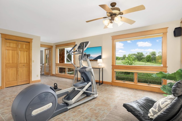 12697 177th St N, May Twp, MN 55047 - workout area with a ceiling fan and baseboards