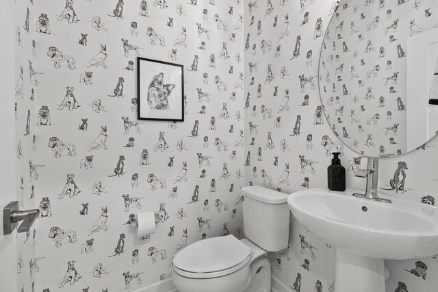 half bath with toilet and a sink