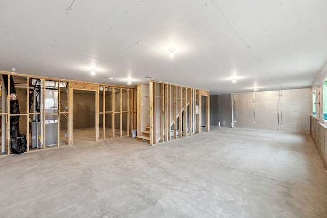 basement with heating unit