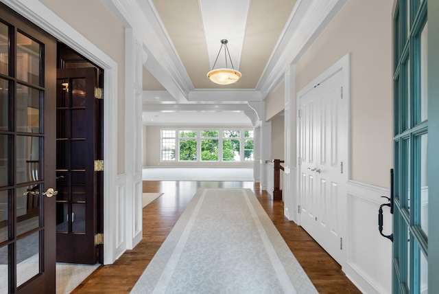 1505 Edgewater Ave, Arden Hills, MN 55112 - entryway with crown molding and dark wood-style flooring