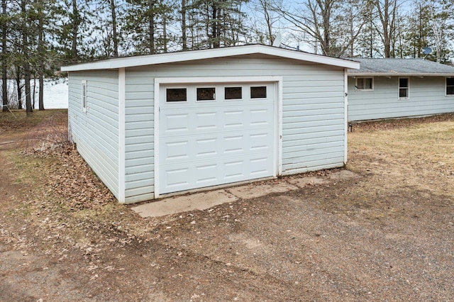 view of detached garage