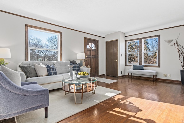 6524 Minnetonka Blvd, Saint Louis Park, MN 55426 - living area with baseboards, wood finished floors, and ornamental molding