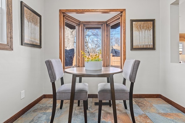 6524 Minnetonka Blvd, Saint Louis Park, MN 55426 - dining area featuring baseboards and stone tile floors