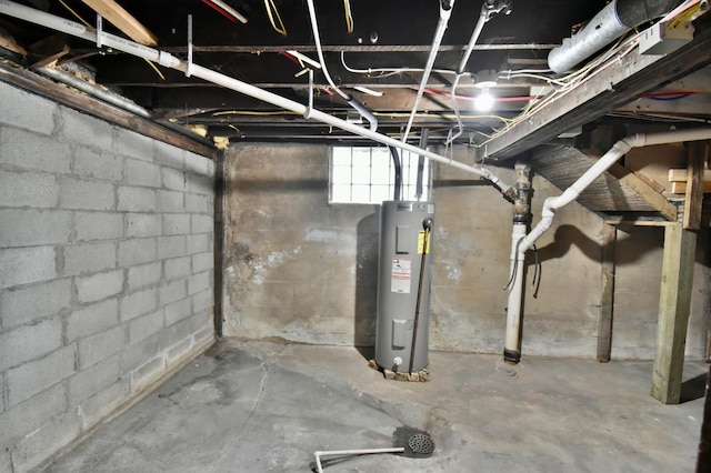 basement featuring water heater