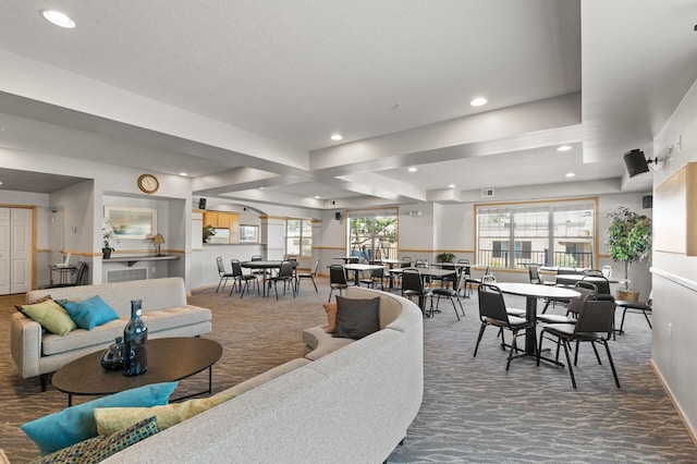 3600 Wooddale Ave S Unit 305, Saint Louis Park, MN 55416 - carpeted living room featuring baseboards and recessed lighting