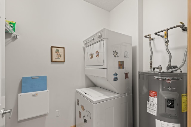 3600 Wooddale Ave S Unit 305, Saint Louis Park, MN 55416 - laundry area with stacked washer and dryer, electric water heater, and laundry area