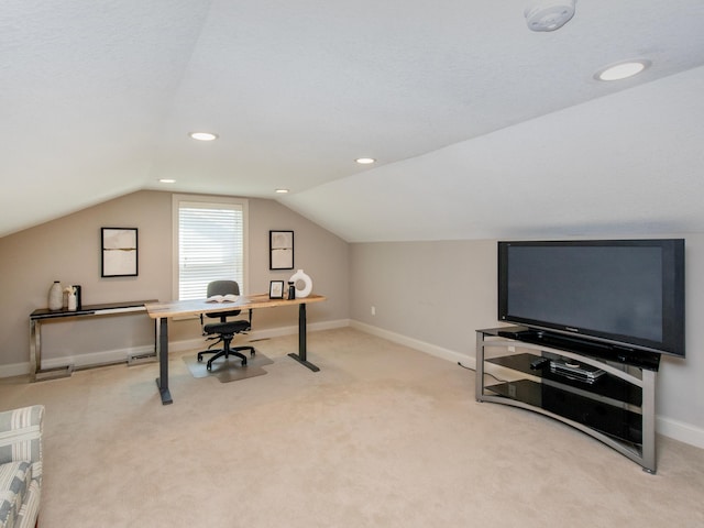 2728 Chowen Ave S, Minneapolis, MN 55416 - office featuring recessed lighting, baseboards, light carpet, and lofted ceiling