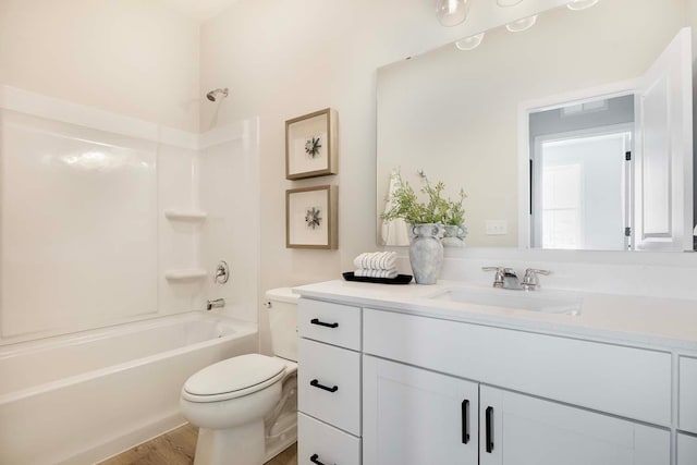 11525 202nd St W, Lakeville, MN 55044 - full bath featuring bathing tub / shower combination, toilet, wood finished floors, and vanity