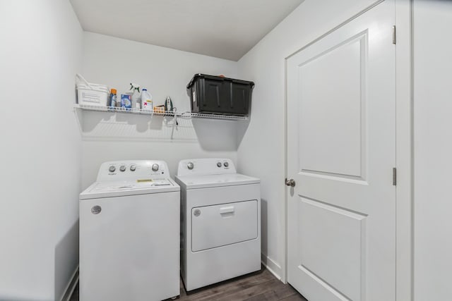 6432 Genevieve Trl S, Cottage Grove, MN 55016 - laundry room with independent washer and dryer, laundry area, and dark wood finished floors