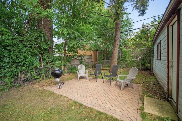 view of patio with a fenced backyard