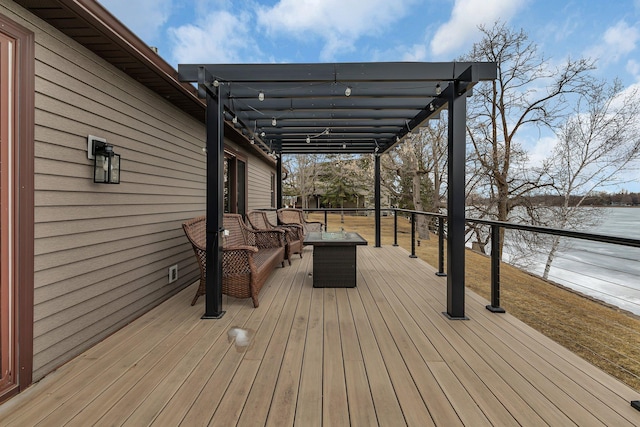 616 Lake Cowdry Rd NW, Alexandria, MN 56308 - wooden deck featuring a water view and outdoor lounge area