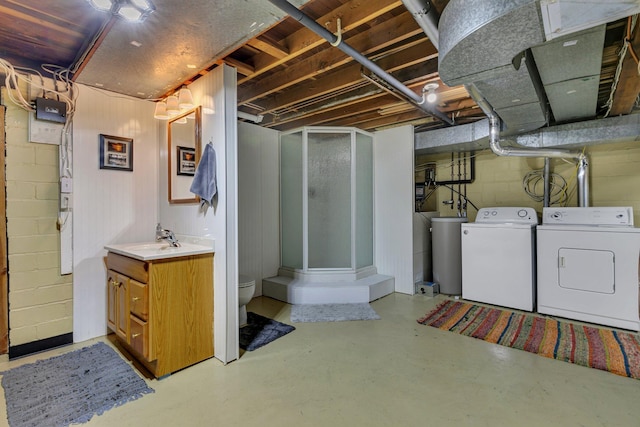 616 Lake Cowdry Rd NW, Alexandria, MN 56308 - unfinished basement with a water softener system and washing machine and clothes dryer