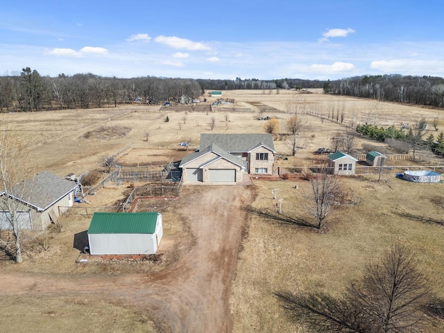 bird's eye view featuring a rural view