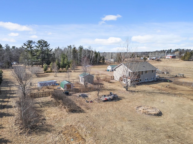 aerial view featuring a rural view