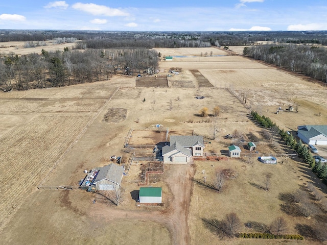 drone / aerial view with a rural view