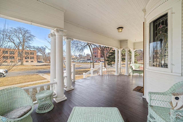wooden deck featuring a porch