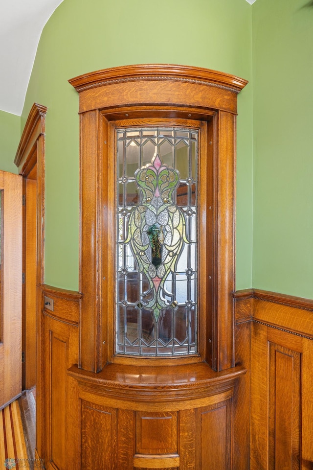 details with a wainscoted wall