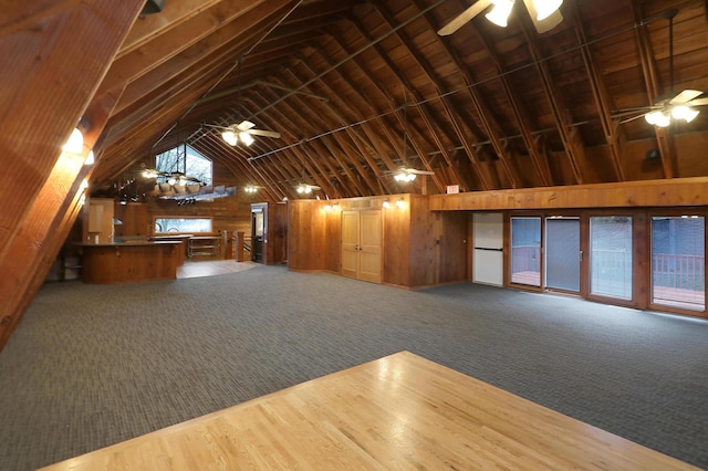 8651 Basswood Rd Unit 203, Eden Prairie, MN 55344 - interior space with a healthy amount of sunlight, carpet, wood walls, and ceiling fan