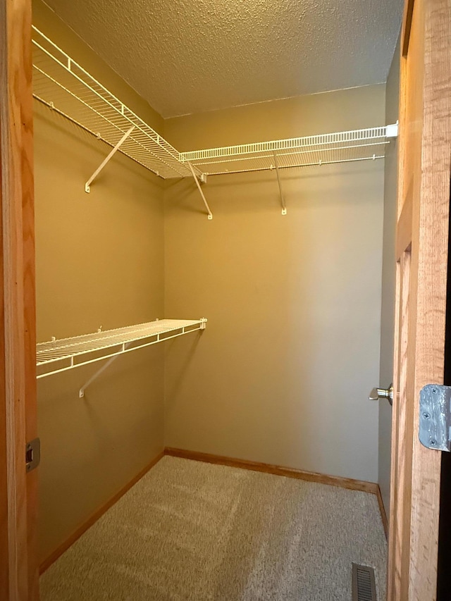 spacious closet with visible vents and carpet