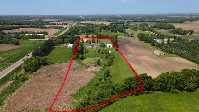 27901 Teale Ave, New Prague, MN 56071 - overview of rural landscape with large plots for crops and property parcel outlined