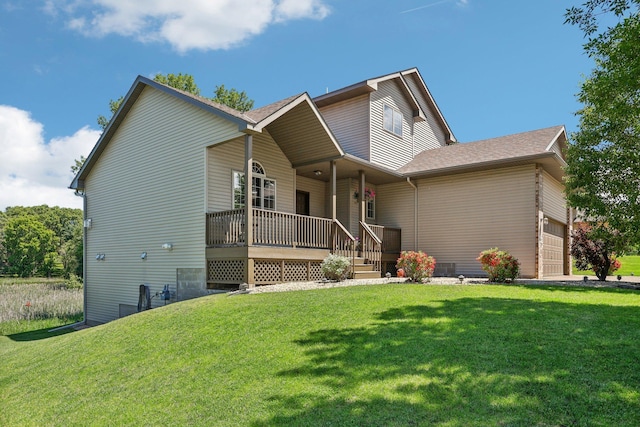 6875 148th Ln NW, Ramsey, MN 55303 - view of front facade featuring a garage, covered porch, a front lawn, and a shingled roof