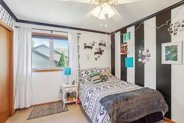 6875 148th Ln NW, Ramsey, MN 55303 - bedroom featuring carpet floors, baseboards, ceiling fan, and crown molding